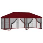 vidaXL Altánok so stenami 6 x 3 m Vínovo červená Polyester a oceľ 190 – Obrázok 2