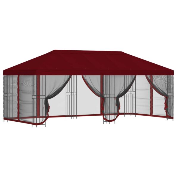 vidaXL Altánok so stenami 6 x 3 m Vínovo červená Polyester a oceľ 190 – Obrázok 2