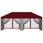 vidaXL Altánok so stenami 6 x 3 m Vínovo červená Polyester a oceľ 190 – Obrázok 3