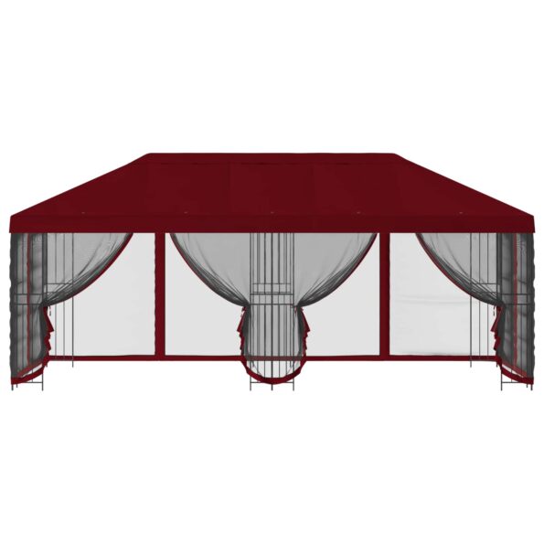 vidaXL Altánok so stenami 6 x 3 m Vínovo červená Polyester a oceľ 190 – Obrázok 3