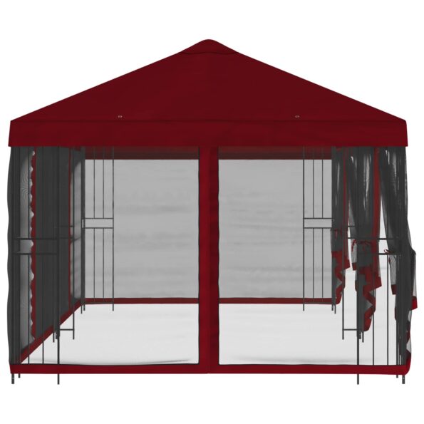 vidaXL Altánok so stenami 6 x 3 m Vínovo červená Polyester a oceľ 190 – Obrázok 4