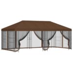 vidaXL Altánok so stenami 6 x 3 m Hnedá Polyester a oceľ 190 – Obrázok 2