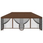 vidaXL Altánok so stenami 6 x 3 m Hnedá Polyester a oceľ 190 – Obrázok 3