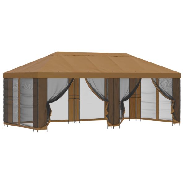 vidaXL Altánok so stenami 6 x 3 m Béžová Polyester a oceľ 190 – Obrázok 2