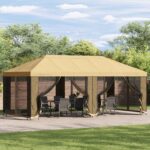 vidaXL Altánok so stenami 6 x 3 m Krémová Polyester a oceľ 190