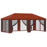 vidaXL Altánok so stenami 6 x 3 m Tehlová Polyester a oceľ 190 – Obrázok 2