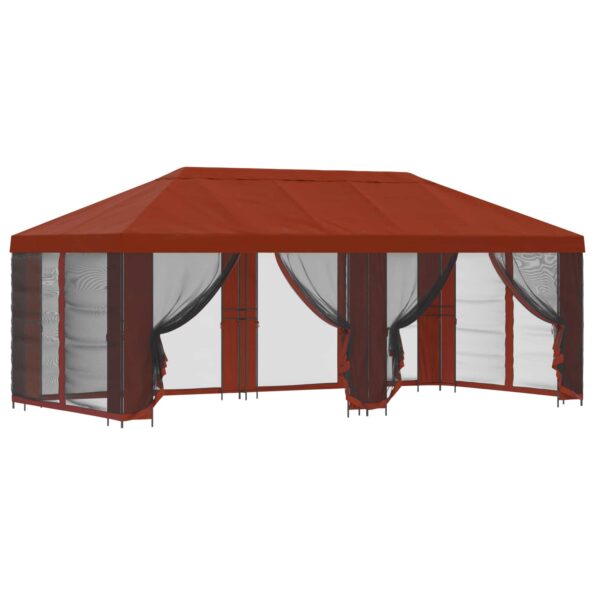 vidaXL Altánok so stenami 6 x 3 m Tehlová Polyester a oceľ 190 – Obrázok 2