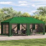 vidaXL Altánok so stenami 6 x 3 m Zelená Polyester a oceľ 190