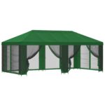 vidaXL Altánok so stenami 6 x 3 m Zelená Polyester a oceľ 190 – Obrázok 2