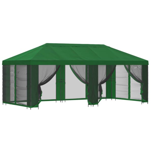 vidaXL Altánok so stenami 6 x 3 m Zelená Polyester a oceľ 190 – Obrázok 2