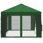 vidaXL Altánok so stenami 6 x 3 m Zelená Polyester a oceľ 190 – Obrázok 4