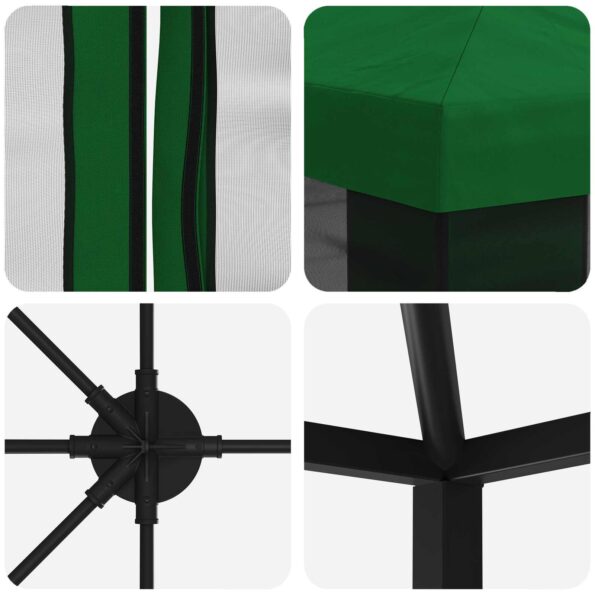 vidaXL Altánok so stenami 6 x 3 m Zelená Polyester a oceľ 190 – Obrázok 5