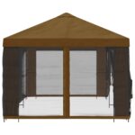 vidaXL Altánok so stenami 6 x 3 m Sivohnedá Polyester a oceľ 190 – Obrázok 4