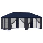 vidaXL Altánok so stenami 6 x 3 m Modrá Polyester a oceľ 190 – Obrázok 2