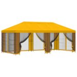 vidaXL Altánok so stenami 6 x 3 m Žltá Polyester a oceľ 190 – Obrázok 2