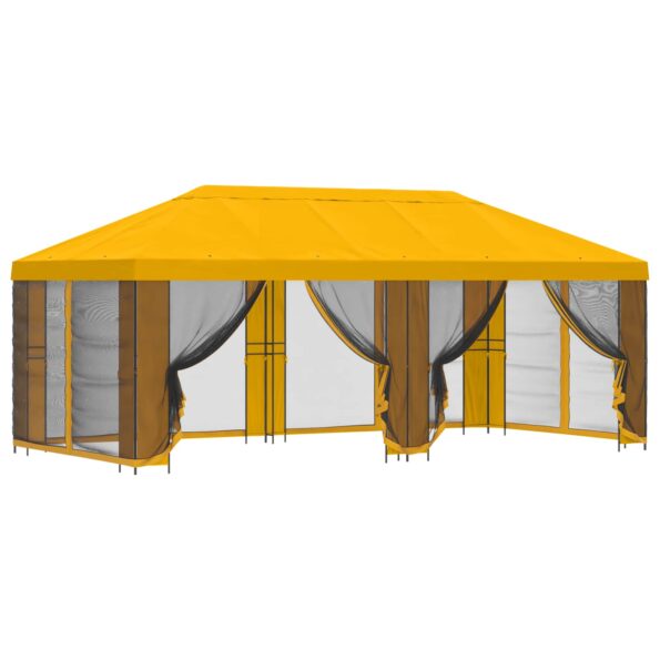 vidaXL Altánok so stenami 6 x 3 m Žltá Polyester a oceľ 190 – Obrázok 2