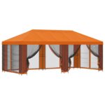 vidaXL Altánok so stenami 6 x 3 m Oranžová Polyester a oceľ 190 – Obrázok 2