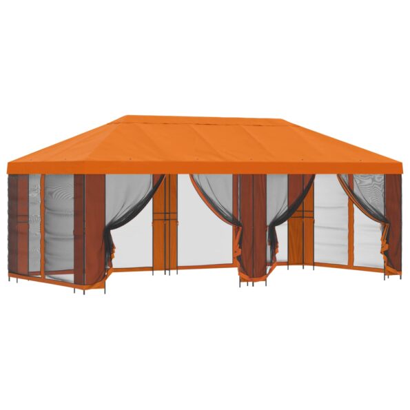 vidaXL Altánok so stenami 6 x 3 m Oranžová Polyester a oceľ 190 – Obrázok 2