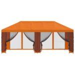 vidaXL Altánok so stenami 6 x 3 m Oranžová Polyester a oceľ 190 – Obrázok 3