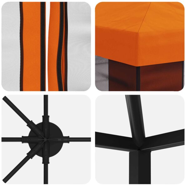 vidaXL Altánok so stenami 6 x 3 m Oranžová Polyester a oceľ 190 – Obrázok 5