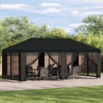 vidaXL Altánok so stenami 6 x 3 m Čierna Polyester a oceľ 190