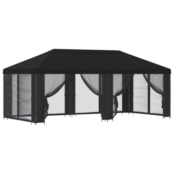 vidaXL Altánok so stenami 6 x 3 m Čierna Polyester a oceľ 190 – Obrázok 2