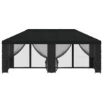 vidaXL Altánok so stenami 6 x 3 m Čierna Polyester a oceľ 190 – Obrázok 3
