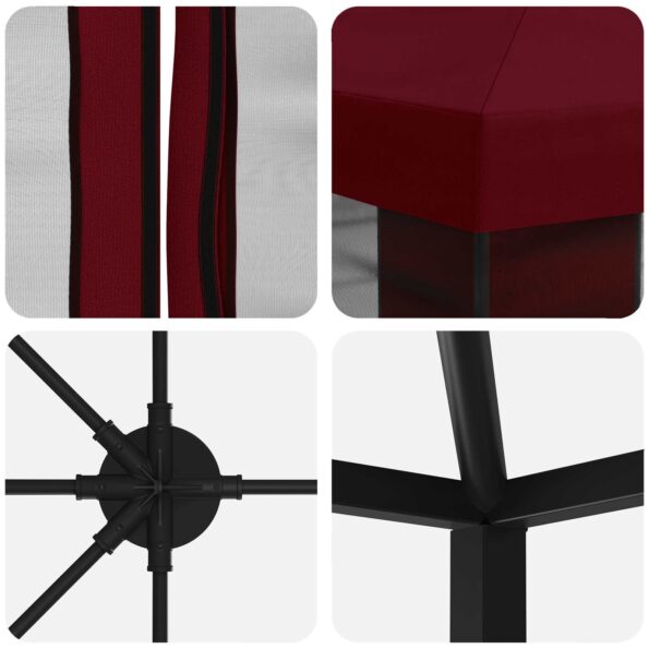vidaXL Altánok so stenami 6 x 3 m Vínovo červená Polyester a oceľ 190 – Obrázok 5