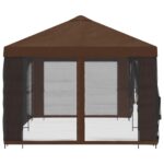 vidaXL Altánok so stenami 6 x 3 m Hnedá Polyester a oceľ 190 – Obrázok 4
