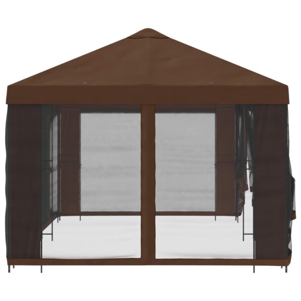 vidaXL Altánok so stenami 6 x 3 m Hnedá Polyester a oceľ 190 – Obrázok 4