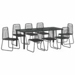 vidaXL Záhradný jedálenský set 9 pcs Čierna – Obrázok 2