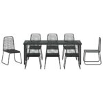 vidaXL Záhradný jedálenský set 9 pcs Čierna – Obrázok 7
