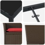 vidaXL Súprava stola a stoličiek s vankúšom 9 pcs Hnedá PE ratan – Obrázok 9