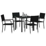 vidaXL Záhradný jedálenský set s vankúšom 5 pcs Čierna polyratan – Obrázok 3