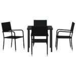 vidaXL Záhradný jedálenský set s vankúšom 5 pcs Čierna polyratan – Obrázok 7
