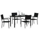 vidaXL Záhradný jedálenský set s vankúšom 5 pcs Čierna polyratan – Obrázok 3