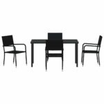 vidaXL Záhradný jedálenský set s vankúšom 5 pcs Čierna polyratan – Obrázok 7