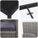 vidaXL Záhradný jedálenský set s vankúšom 9 pcs Sivá polyratan – Obrázok 9