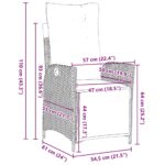 vidaXL Záhradný jedálenský set s vankúšom 9 pcs Šedá a čierna Ratan – Obrázok 10