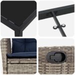 vidaXL Záhradný jedálenský set s vankúšom 9 pcs Šedá a čierna Ratan – Obrázok 9