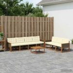 vidaXL Záhradná súprava gaučov s vankúšom 8 pcs Prírodná a krémová