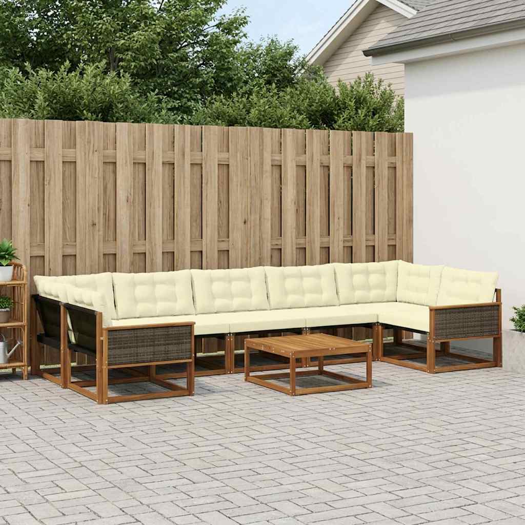 3381306_1.jpg vidaXL Záhradná súprava gaučov s vankúšom 8 pcs Prírodná a krémová – Obrázok 1
