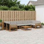 vidaXL Záhradná súprava gaučov s vankúšom 8 pcs Prírodná a svetlosivá