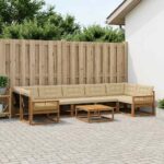 vidaXL Záhradná súprava gaučov s vankúšom 8 pcs Prírodná a béžová