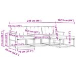 vidaXL Záhradná súprava gaučov s vankúšom 4 pcs Prírodná a béžová – Obrázok 8