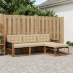 vidaXL Záhradná súprava gaučov s vankúšom 4 pcs Prírodná a béžová