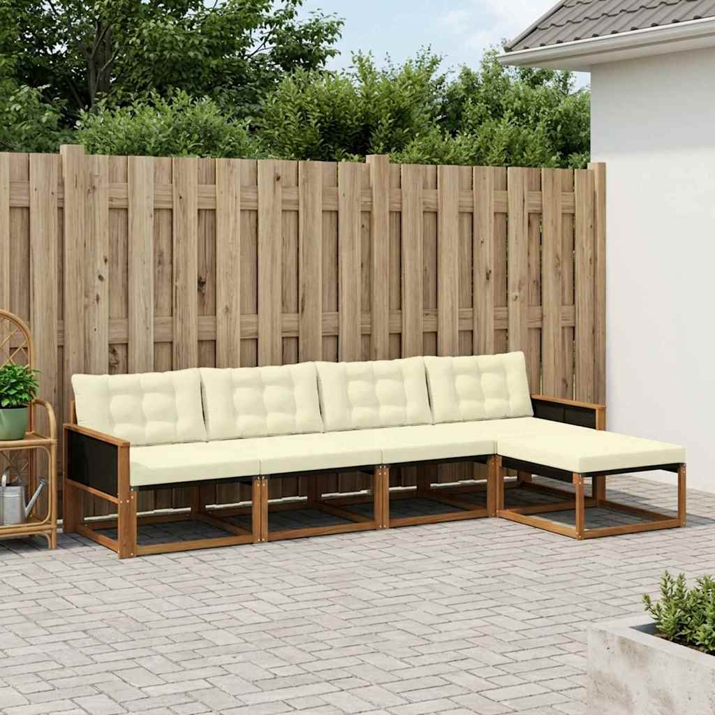 3381350_1.jpg vidaXL Záhradná súprava gaučov s vankúšom 5 pcs Prírodná a krémová – Obrázok 1