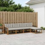 vidaXL Záhradná súprava gaučov s vankúšom 5 pcs Prírodná a svetlosivá