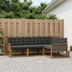 vidaXL Záhradná súprava gaučov s vankúšom 4 pcs Prírodná a čierna
