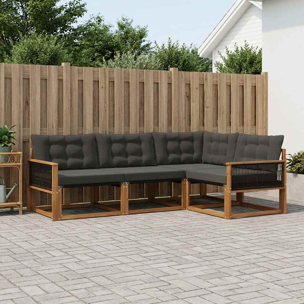 3381392_1.jpg vidaXL Záhradná súprava gaučov s vankúšom 4 pcs Prírodná a čierna – Obrázok 1